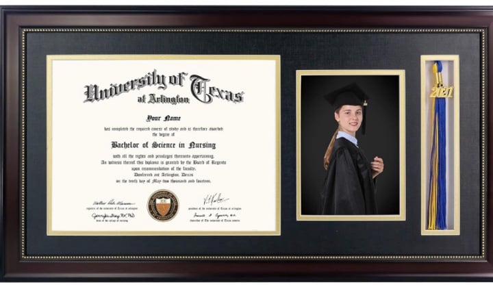 11x22 Mahogany Diploma Frame with Tassel Holder - Picture for 8.5x11 Certificate