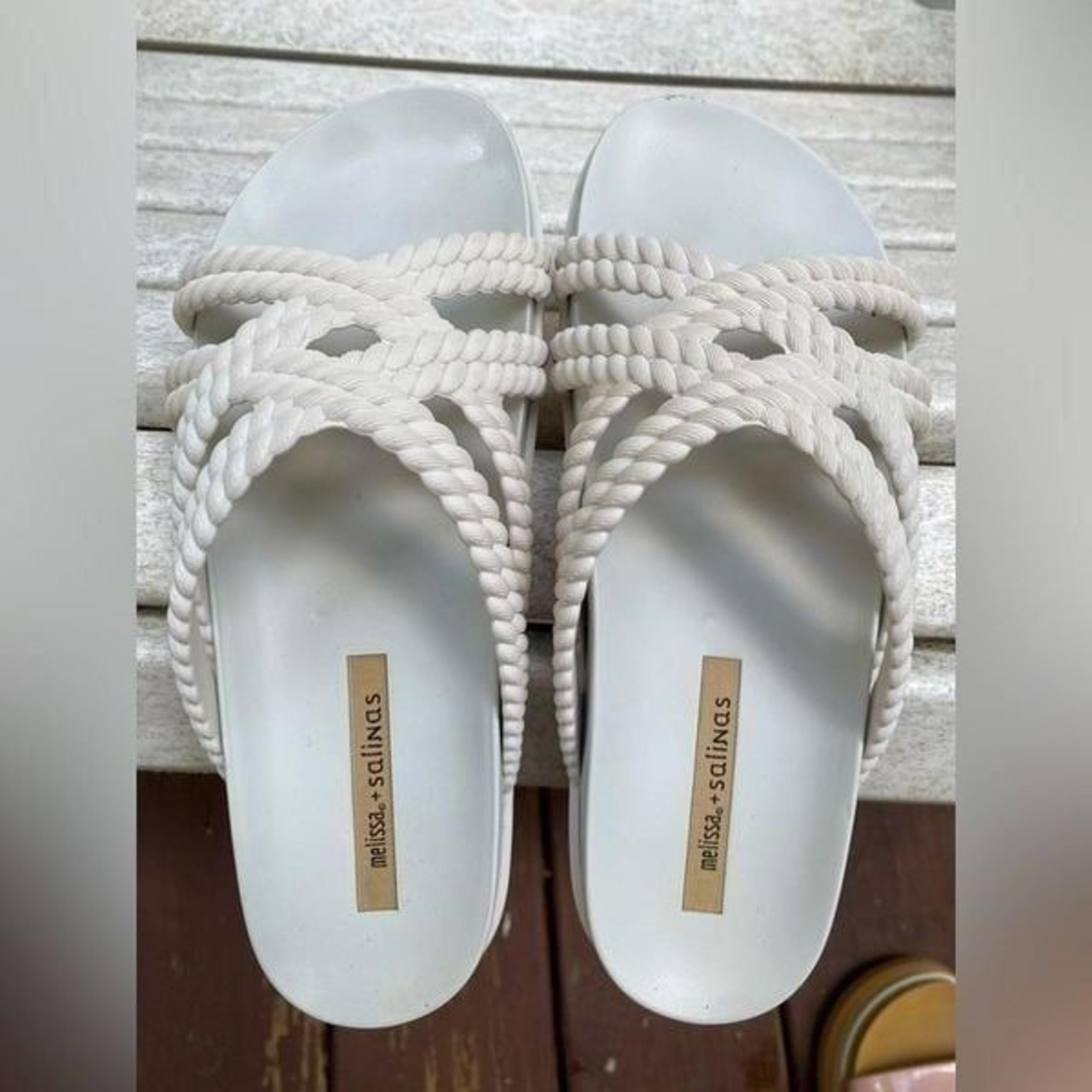 Melissa + Salinas White Cosmic PVC Slide Sandals 7
