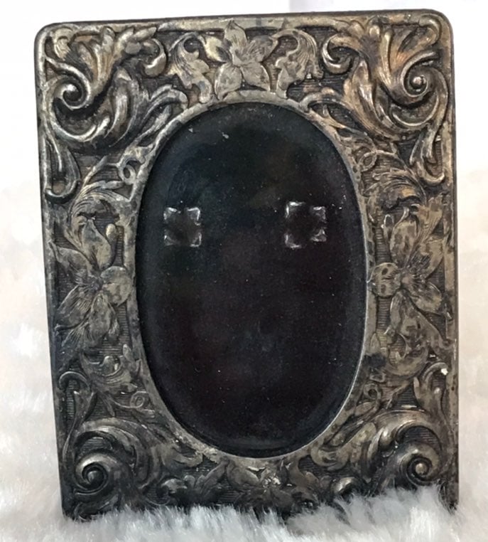 Antique Art Nouveau Sterling Silver Daffodil Flower Frame