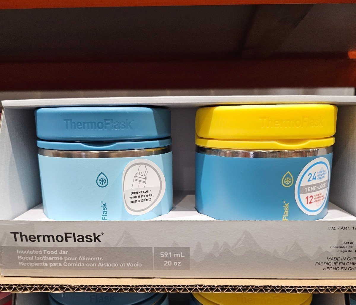 Thermoflask Insulated food jar Stainless steel BPA free 2 pack 20 oz blue yellow