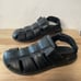 NWOB Ecco Chander Mens Black Leather Adjustable Strap Slip On Sandal 41/7.5-8