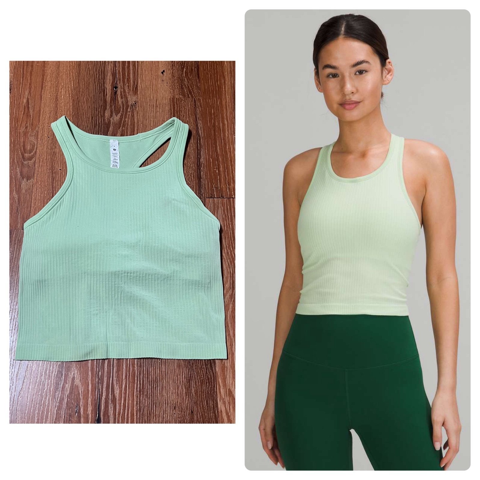 Lululemon Ebb To Street Tank Crop Creamy Mint Size 8
