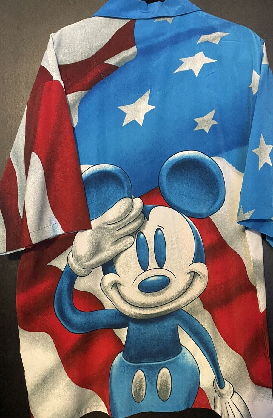 Disneyland Resort Mickey Mouse American Flag Adult XXL Blue Red White SS NWT - detail