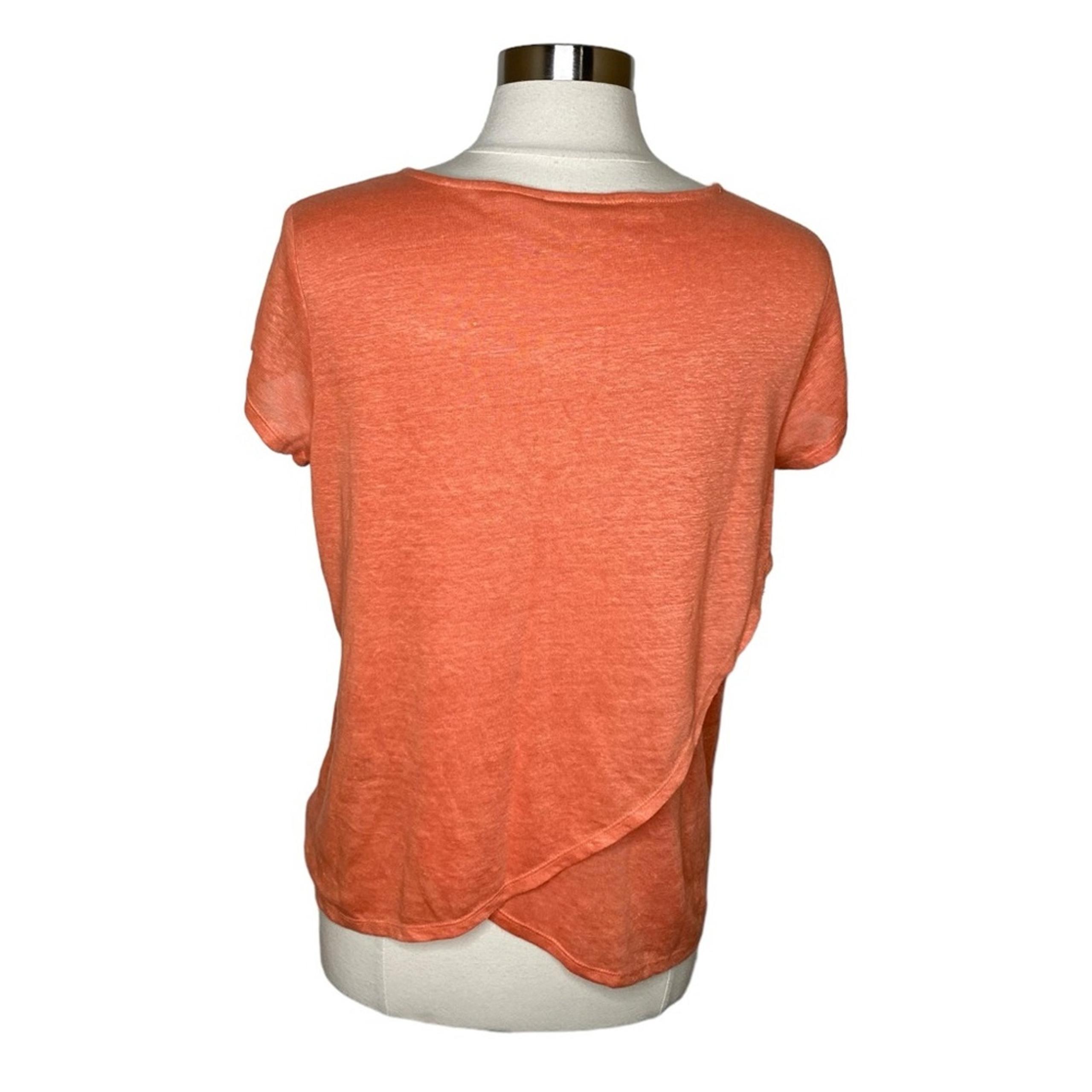 H by Halston Cross Back Coral Orange Linen Top Women’s Size Medium