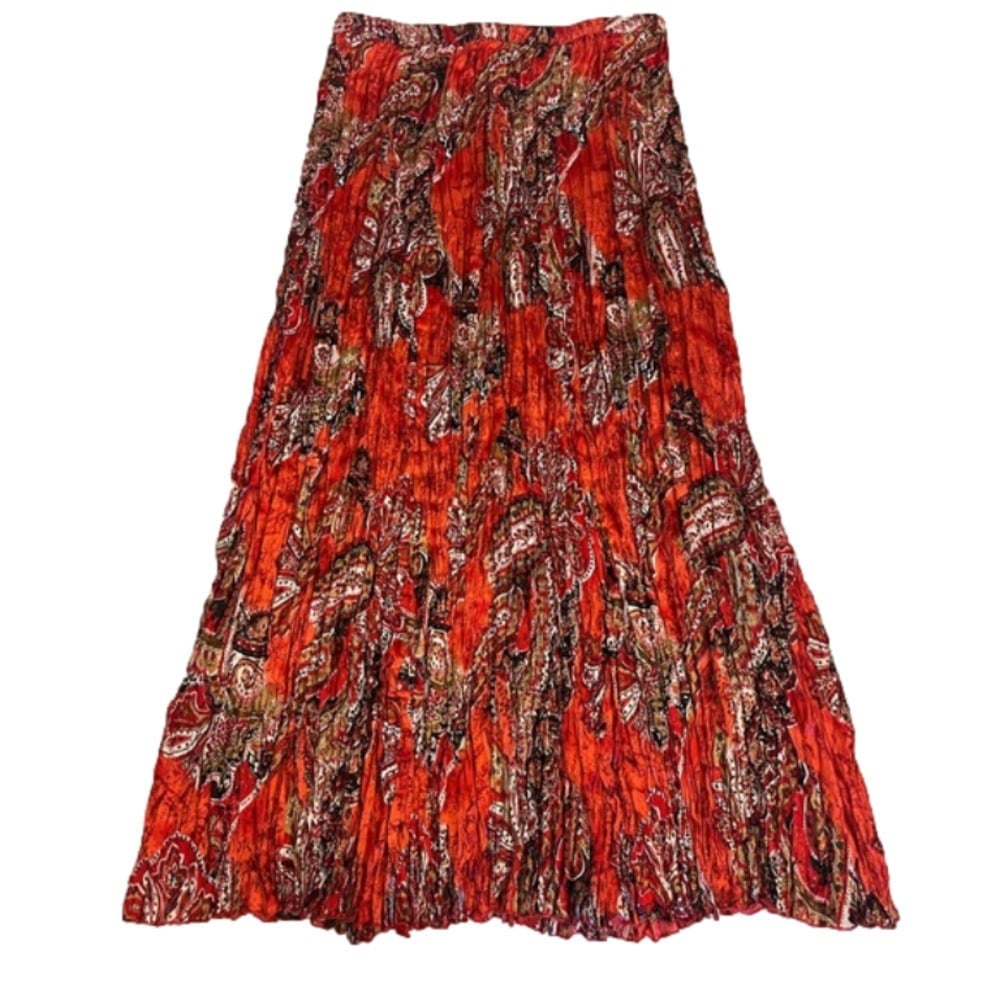 The Travel Collection Women's L Pleated Shimmery Floral Multicolor Gipsy Skirt