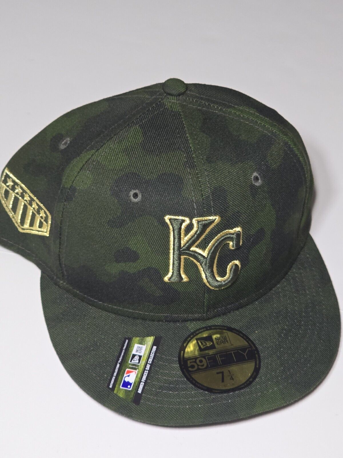 KC Royals Hat Sz 7 1/4 New Era 59Fifty Hat Armed Forces Day Camo Collection