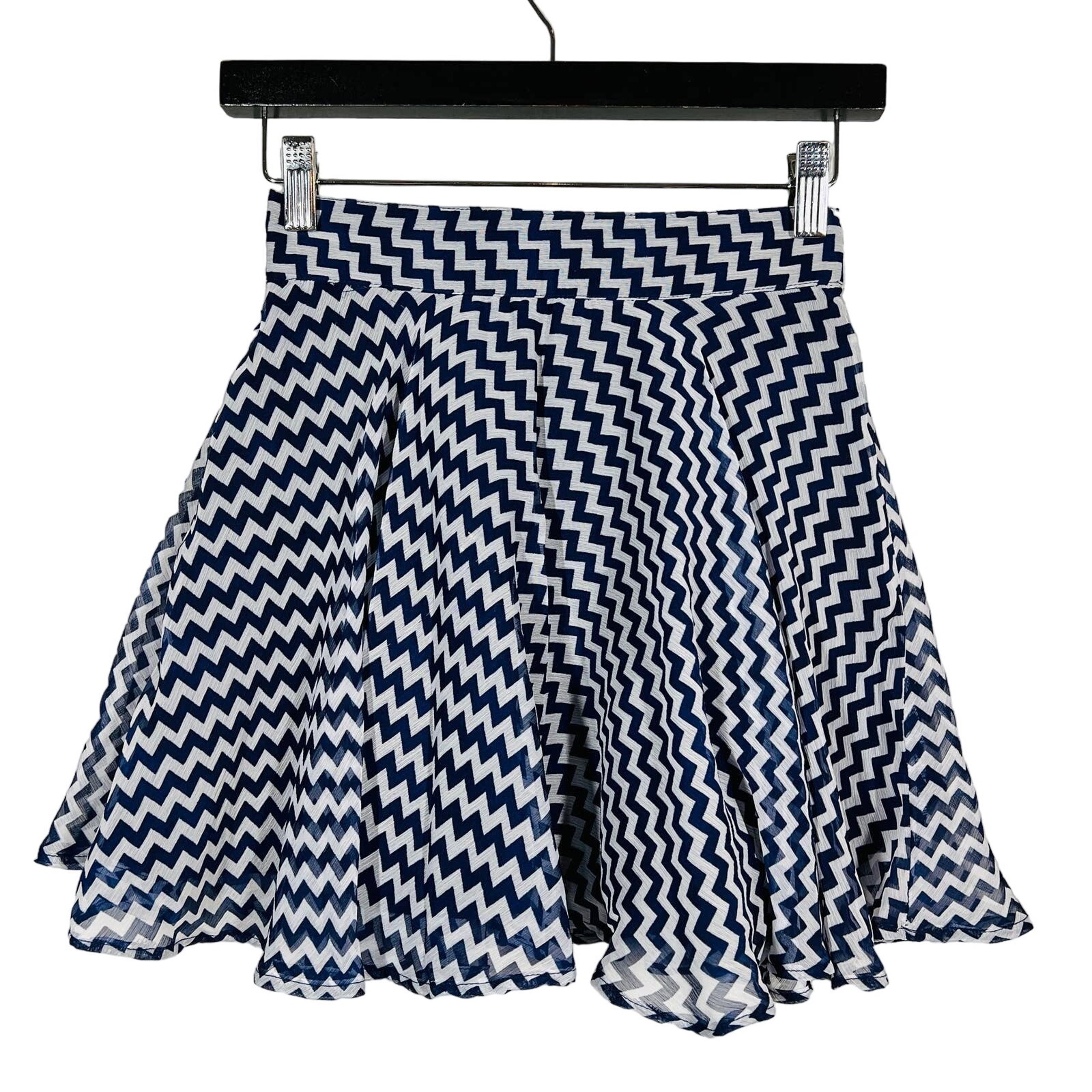 Delia's Swing Skirt Y2K Zig Zag Mid Mod Print Mini Skater - S