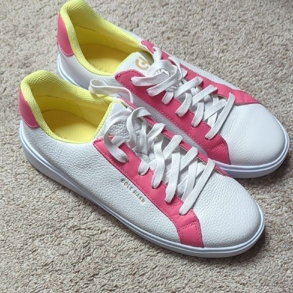 Cole Haan White and Pink Low-Top Sneakers