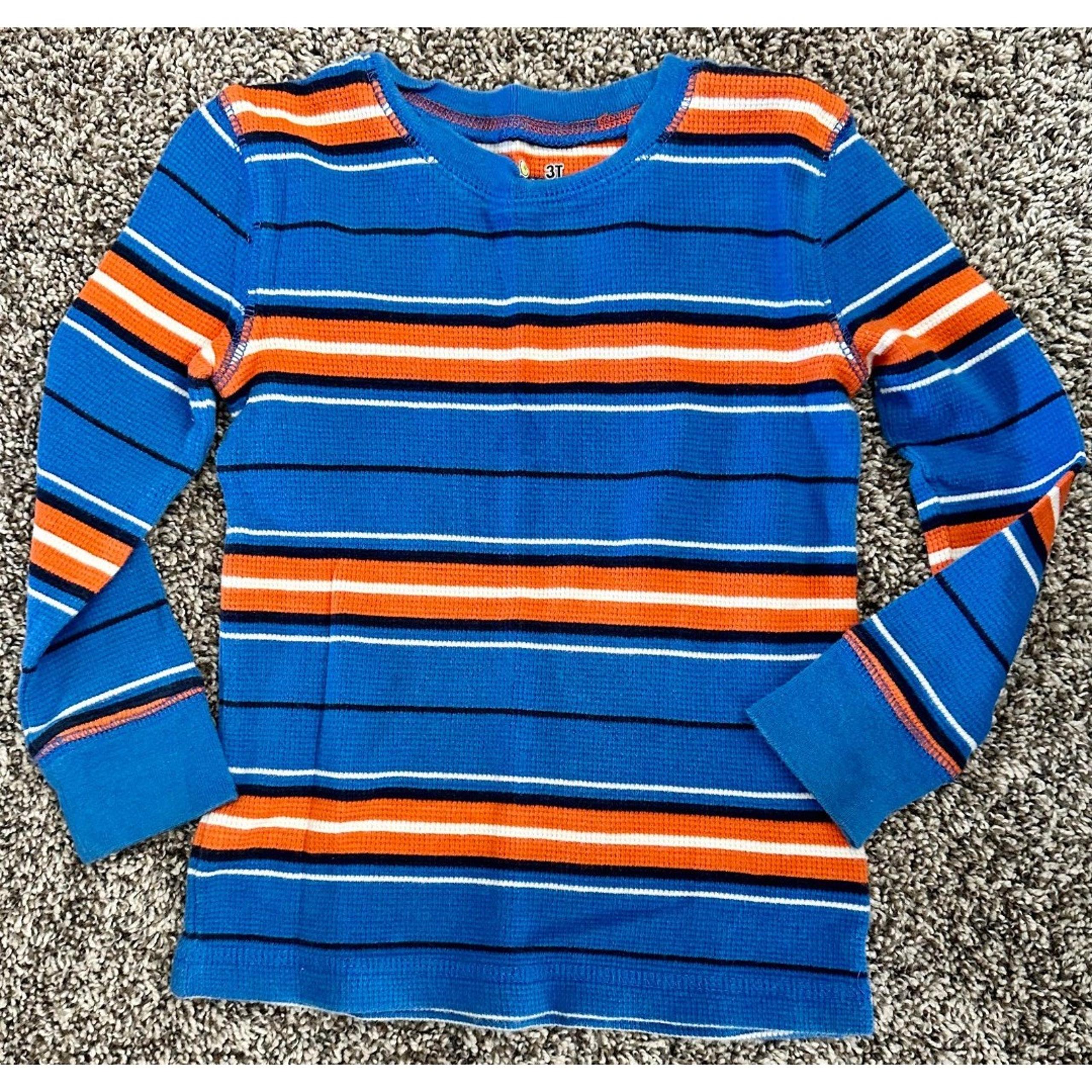 Boy's Jumping Bean Long Sleeve Top Blue Orange Stripe (863)