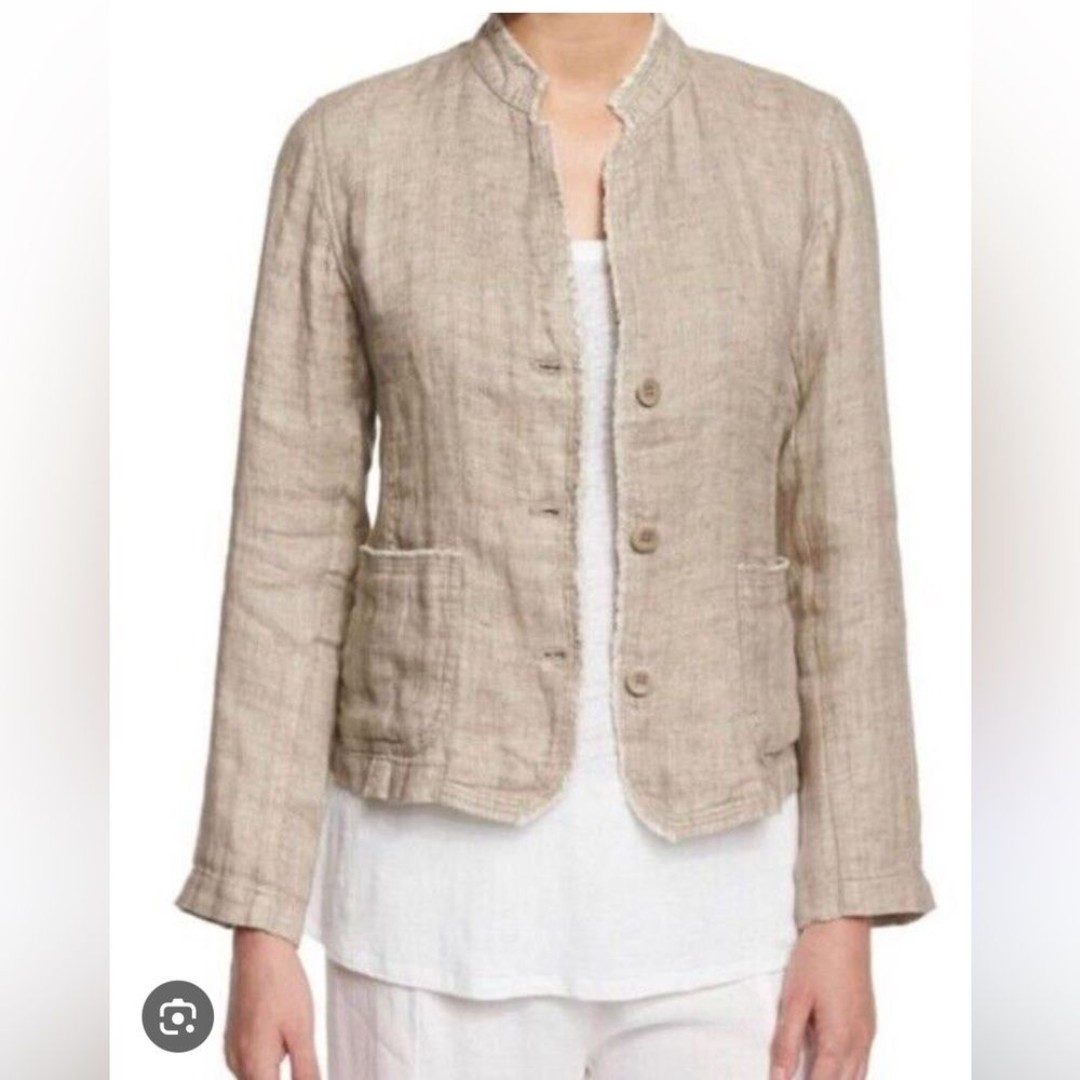 Eileen Fisher organic linen lightweight button up cardigan Size XL