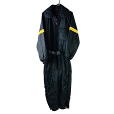 VTG 80s Mens Large Insulated Belted Full Zip Ski Snow Suit Black