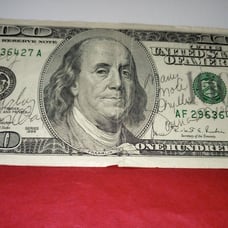 100 BILL AUTOGRAPH BY JIMMY DEAN AND DONNA MEADE BIRTHDAY TO ME