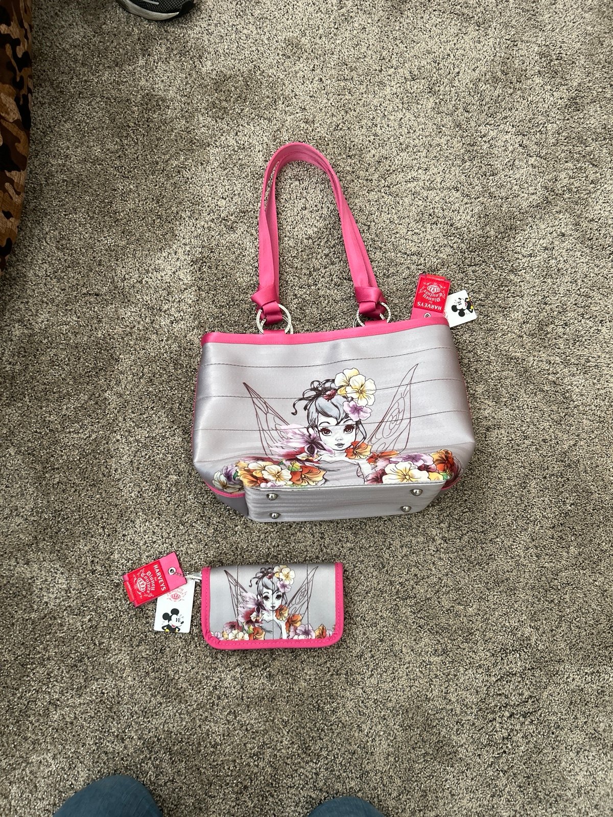 Harvey’s seatbelt bag and wallet tinker bell rare NWT