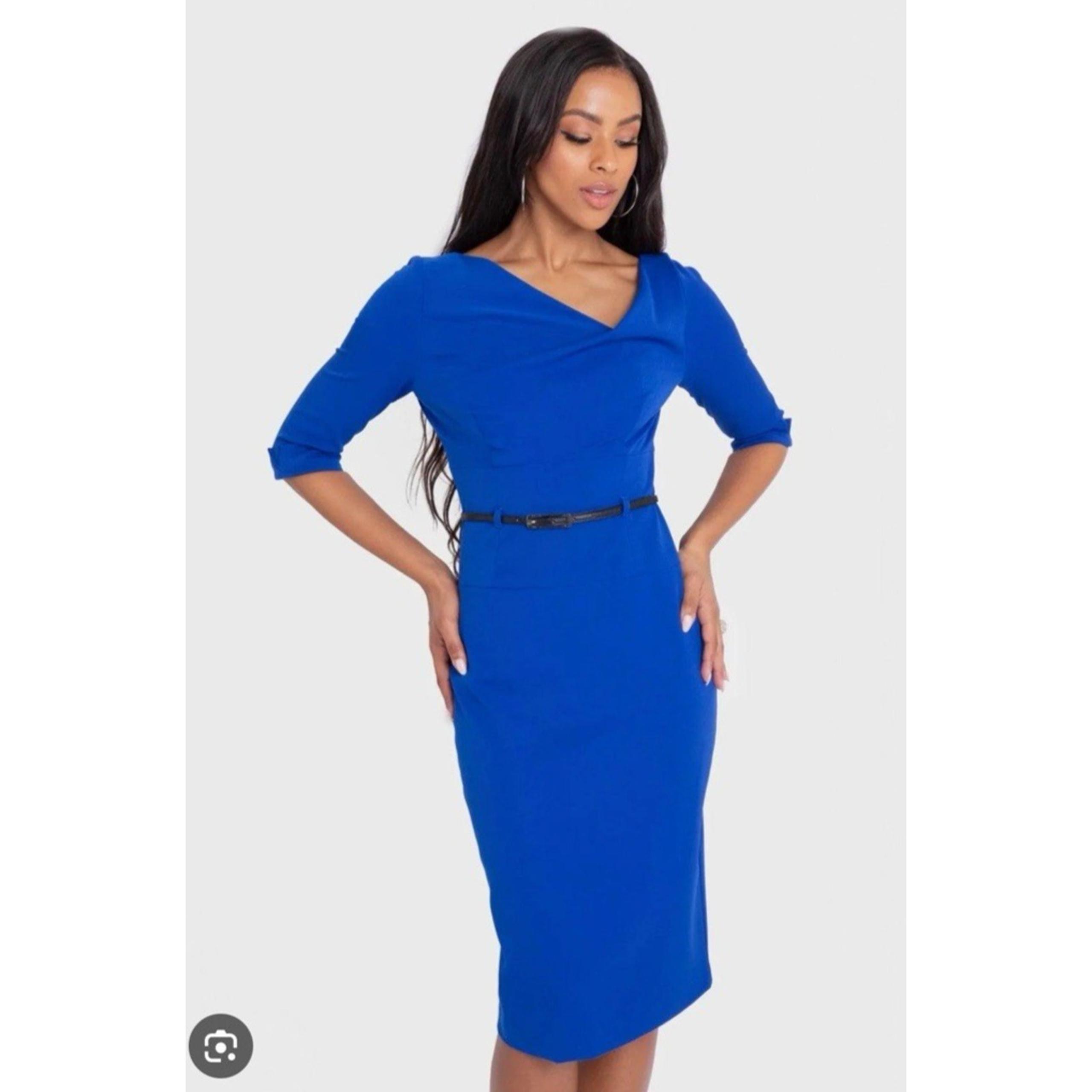 Black Halo $390 NWT Dress Womens Size 8 Cobalt Blue Career Lined Mini Jackie-o