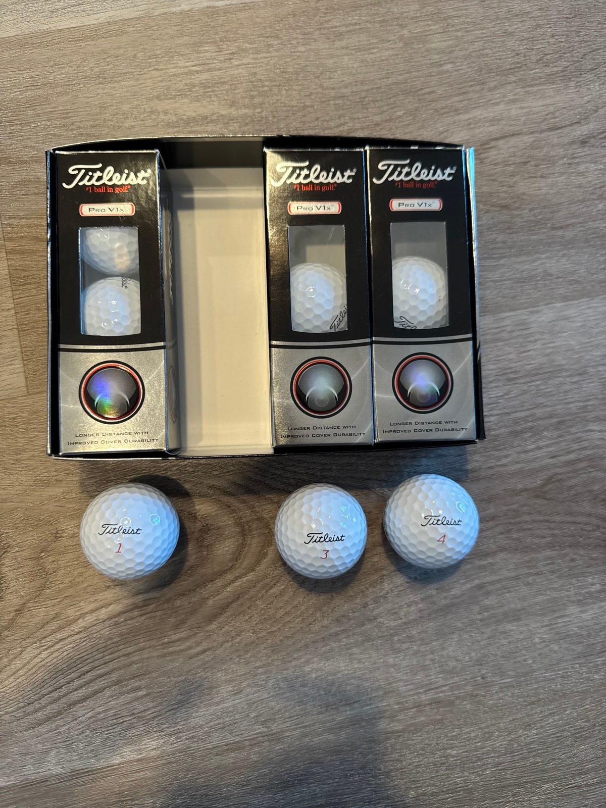 Free Shipping! NEW 3 Sleeves Titleist ProV1x Golf Balls #s 1, 3, 4
