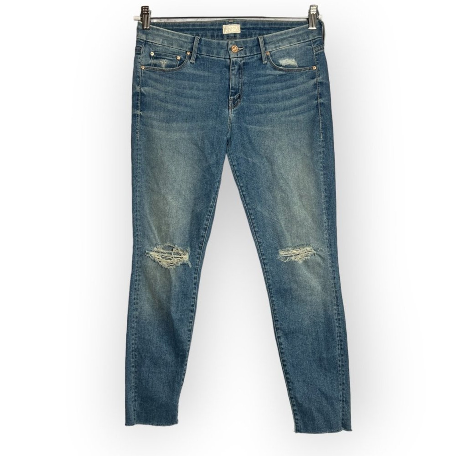 Mother Looker Ankle Fray Jeans SIZE 29 Wild Thing Blue Distressed Mid Rise