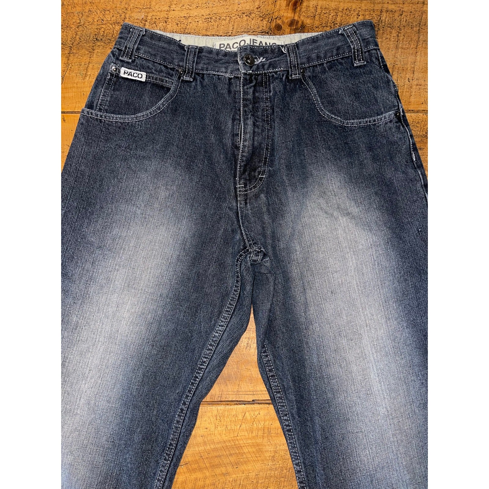 Mens Paco Wide Leg Baggy Faded Medium Wash Denim Jeans Y2K Size 31x31