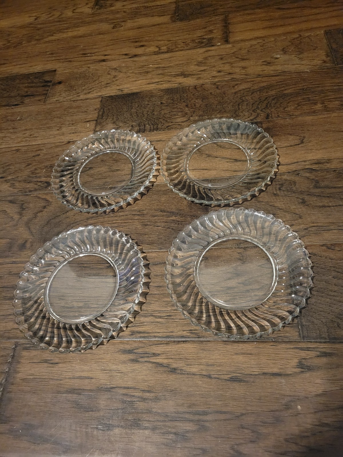 Vintage fostoria colony pattern glass swirl plates