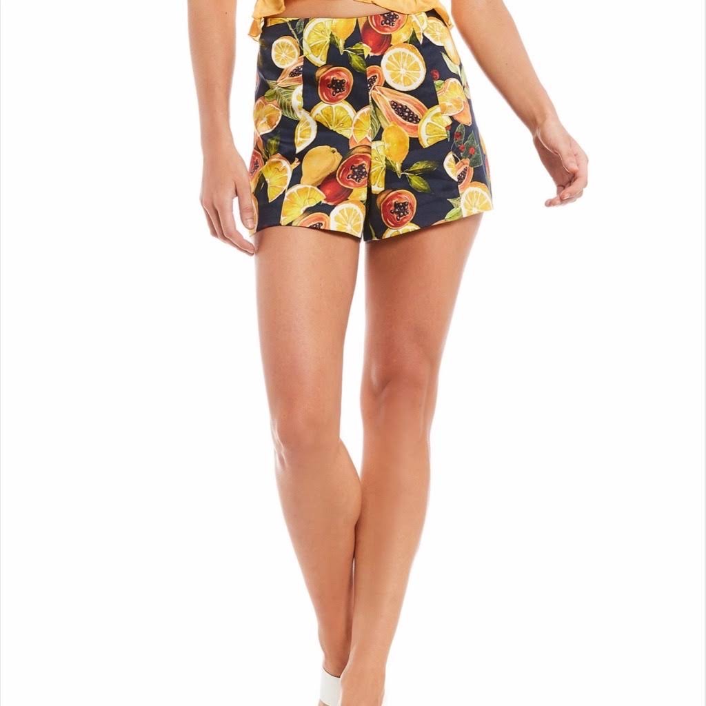 Gianni Bini XL Botanical High Waisted Shorts Pleated