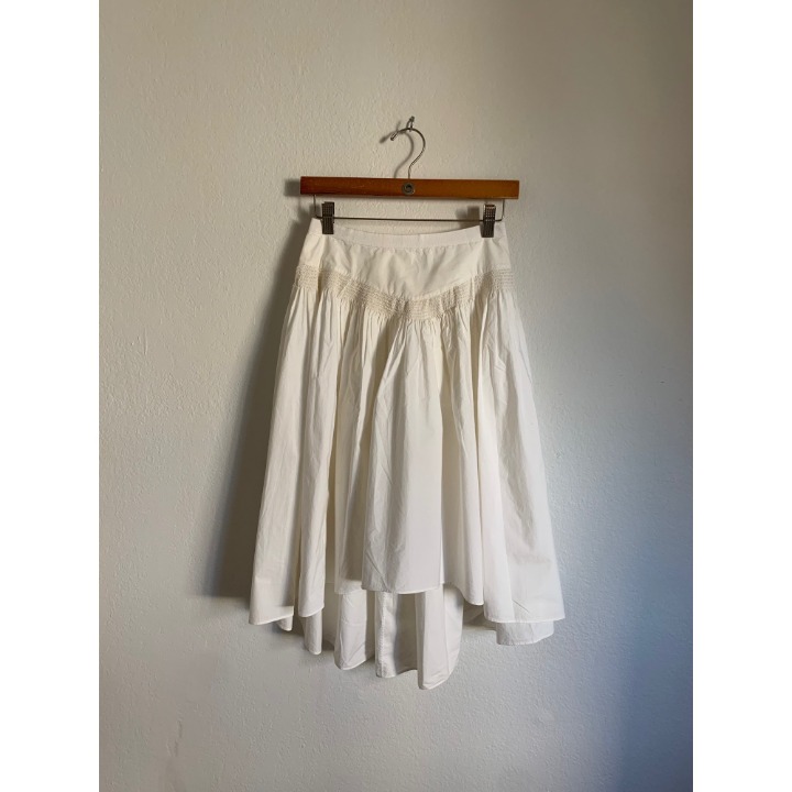Givenchy Tissue Cotton Pleated White High Low Skirt Sz 38