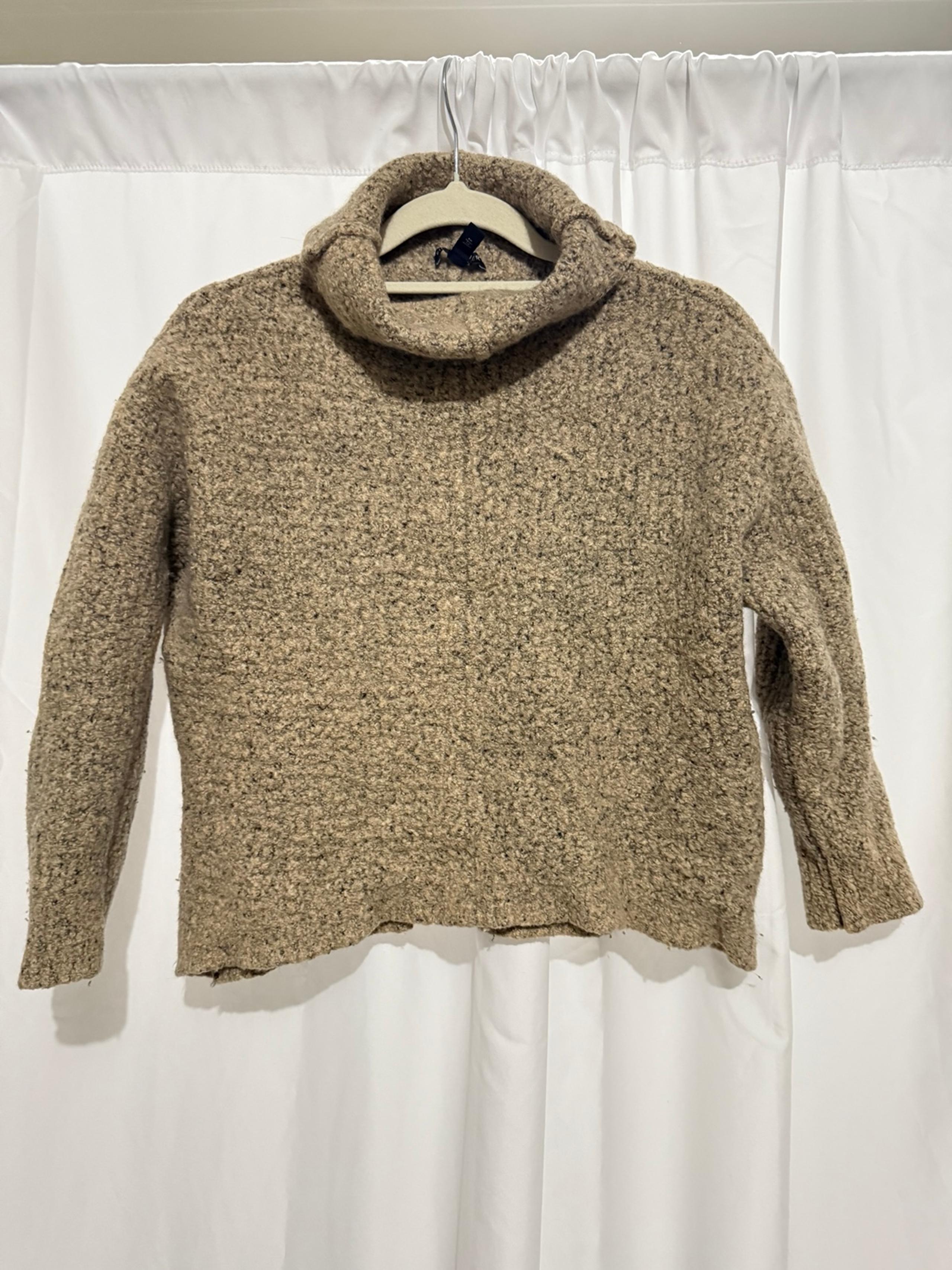 Eileen Fisher Sweater Large Brown Turtleneck Wool Blend Italian Yarn Loose Knit