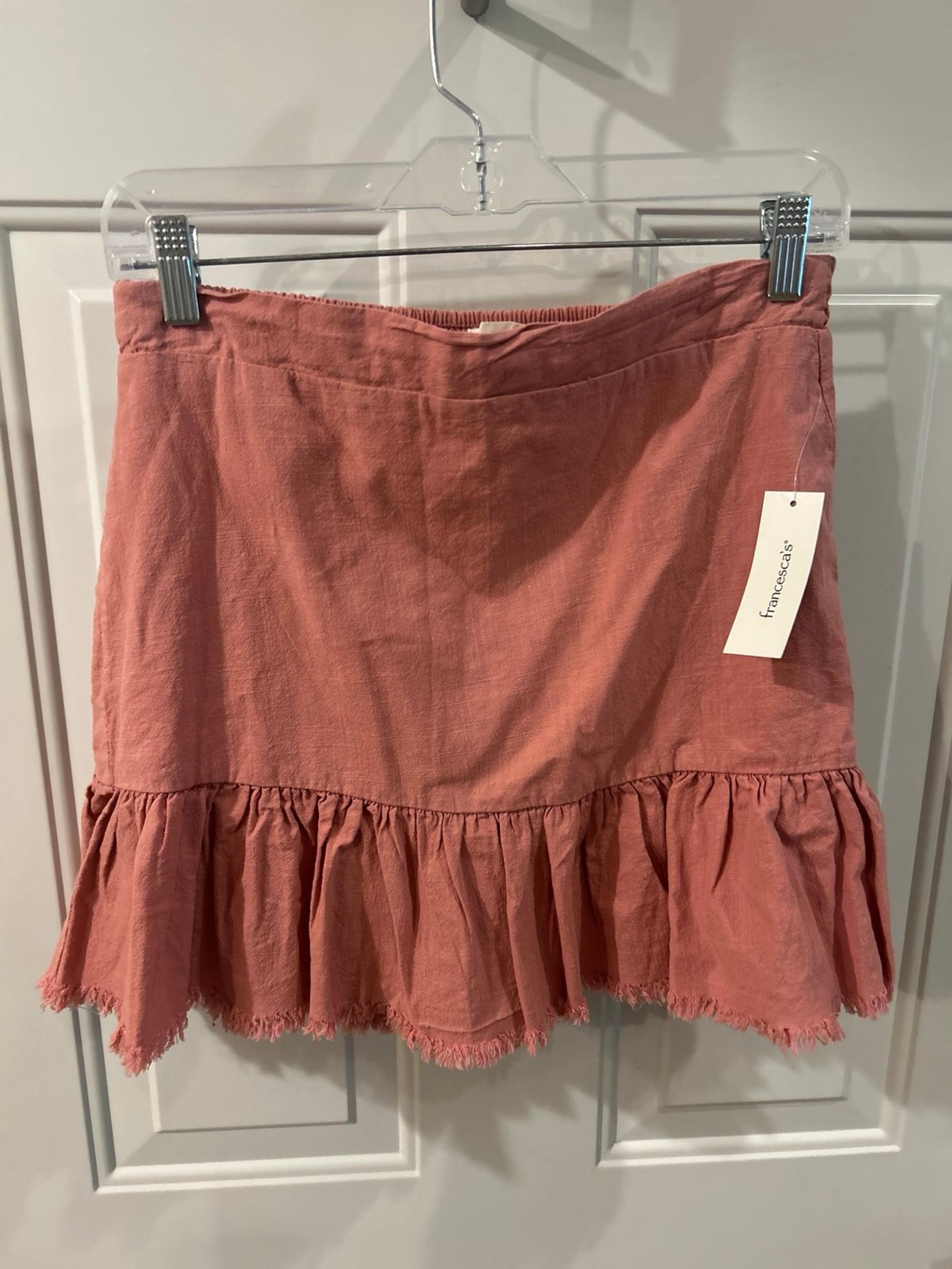 NWT April Kiss Francesca Collection Skirt Pink Fringe Edge Mini Skirt  Medium