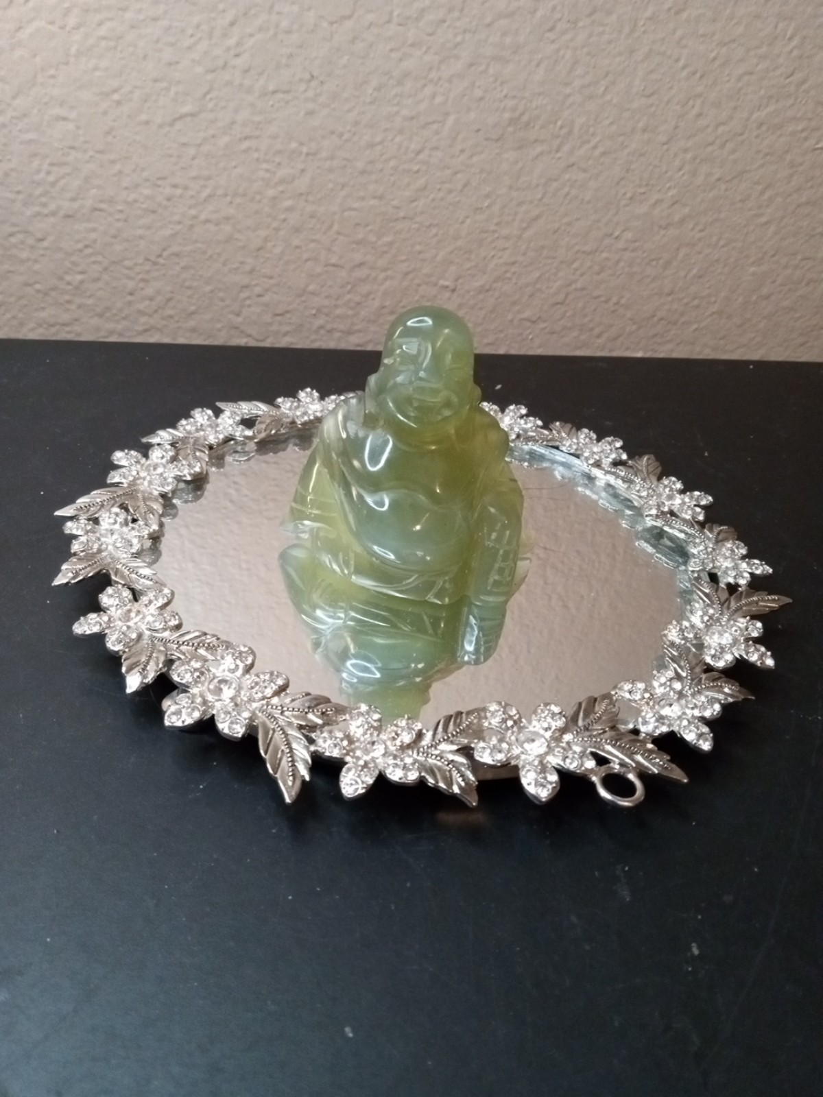 GORGEOUS Feng Shui Carved Genuine Jade 3 Laughing Buddha Figurine
