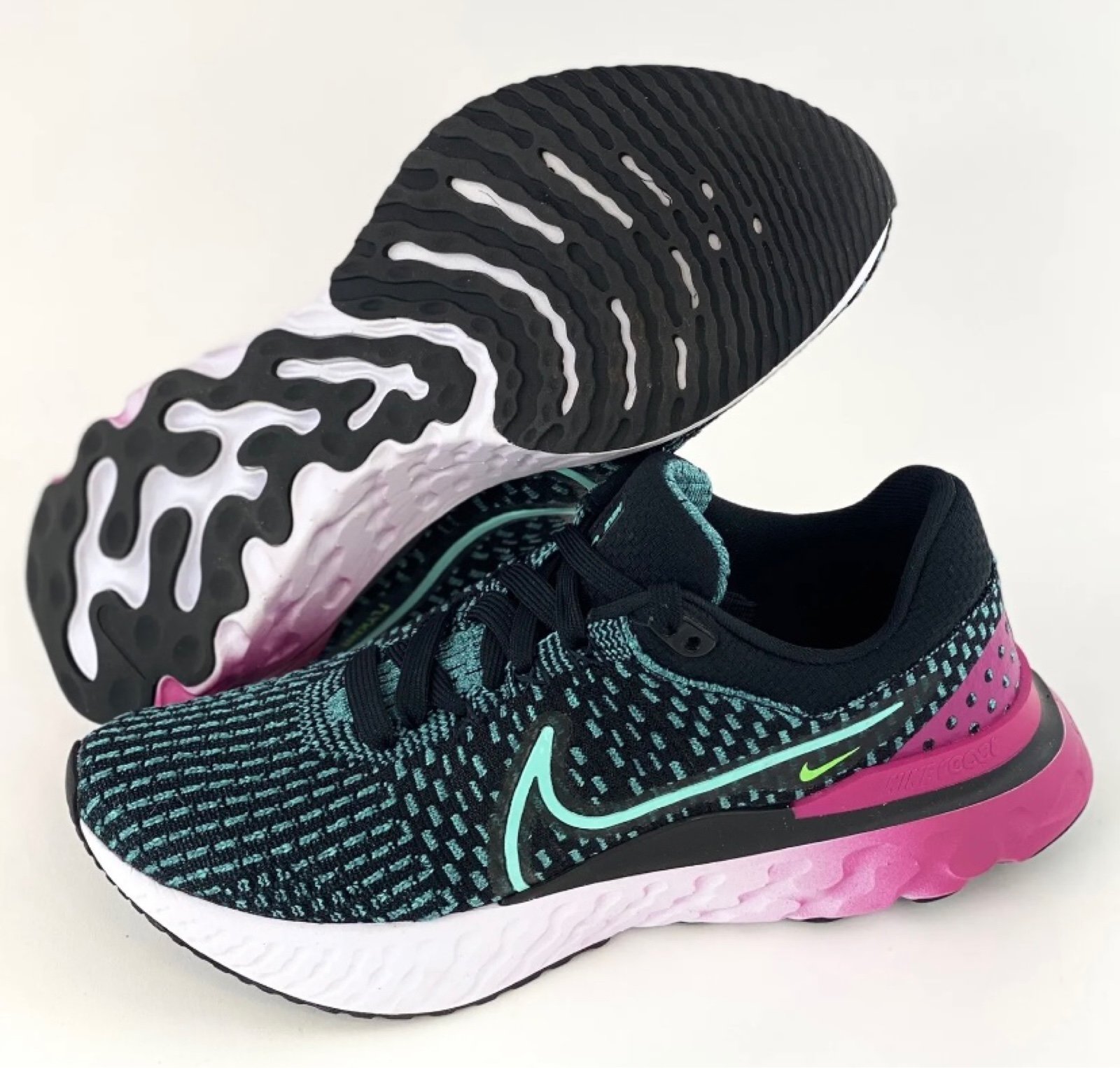 NEW WOMEN'S NIKE REACT INFINITY RUN FLYKNIT 3 RUNNING SHOES TURQUOISE & PINK 9.5