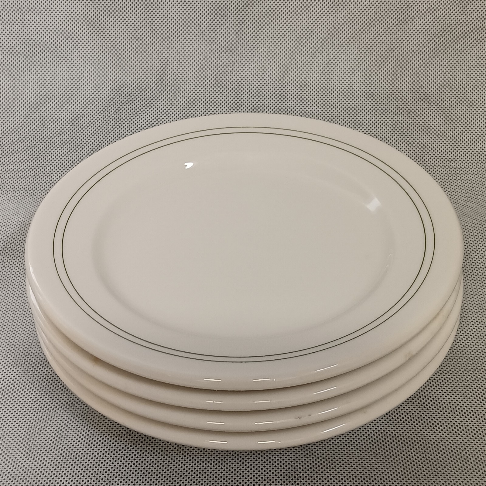 Syracuse China Salad Plates 4 Restaurantware 2 Green Rings 7.25 Vintage 1950's