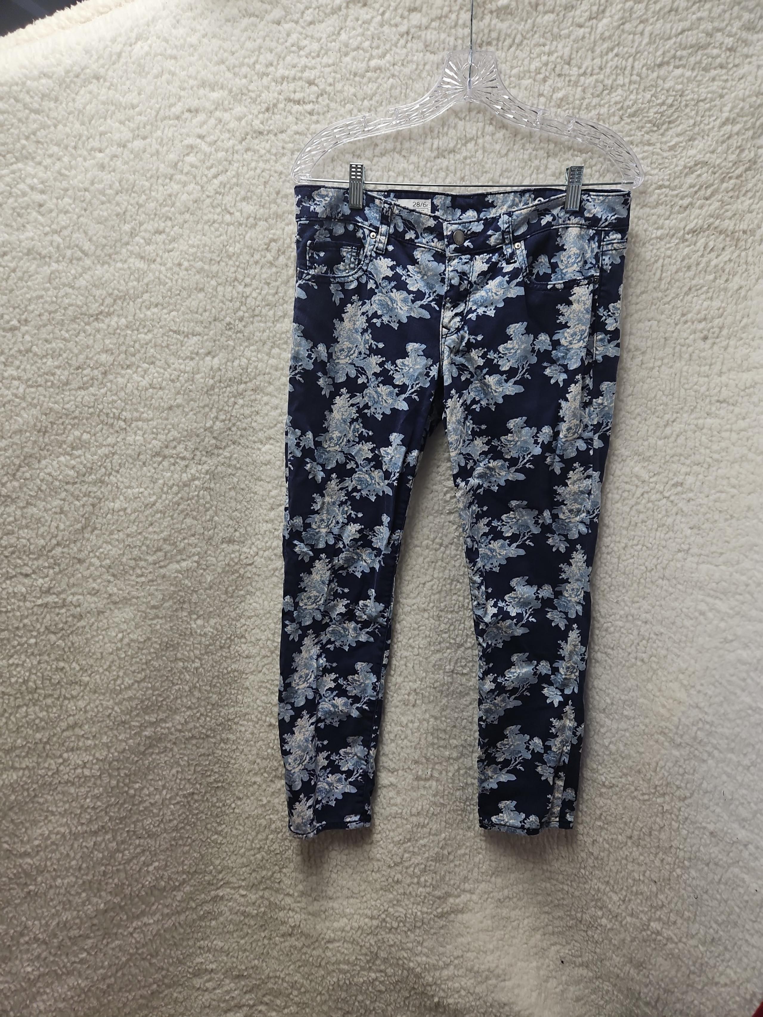Gap 1969 Blue Floral Print Stretch Skinny Jeans Women's Size 6r