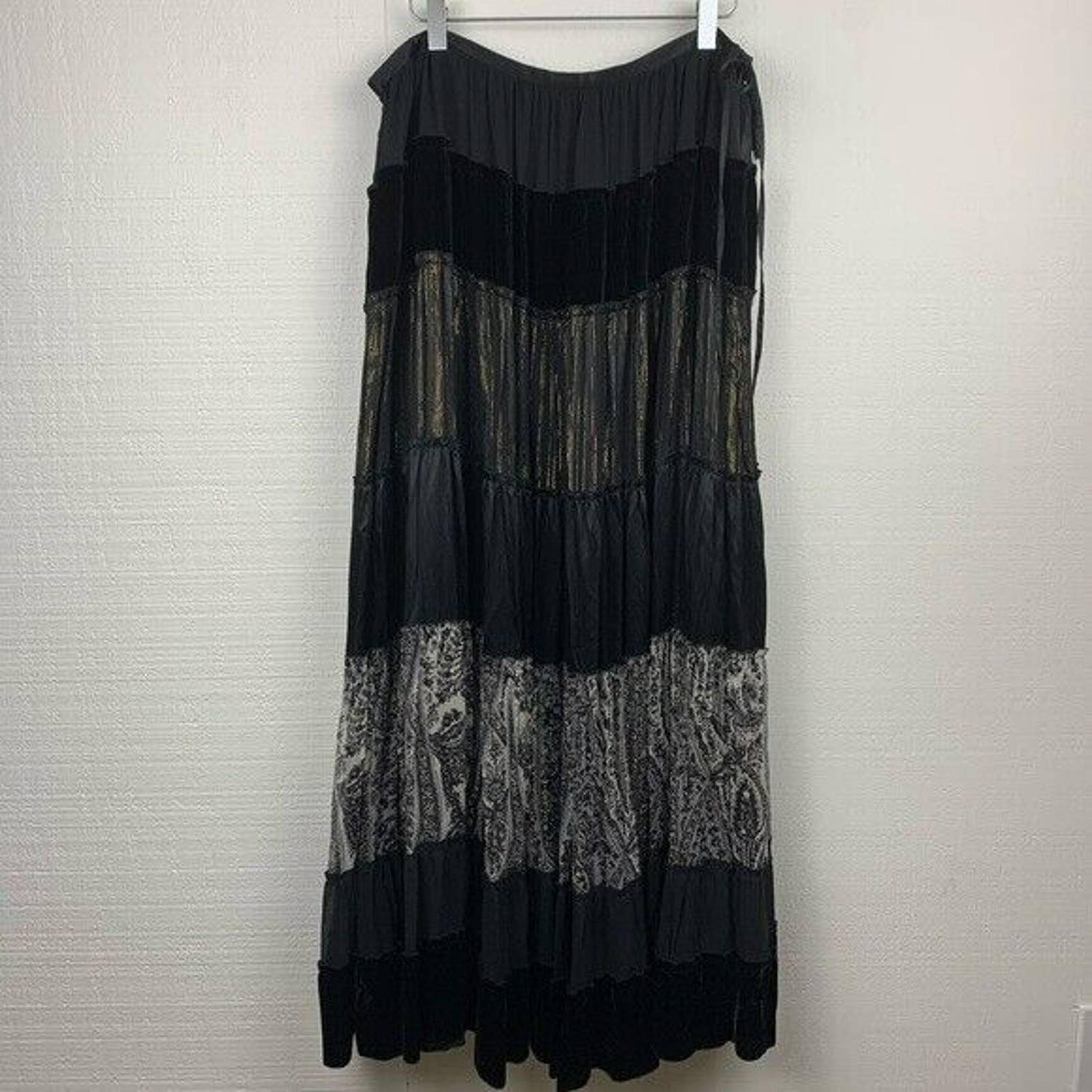 BCBG Maxazria Women's Medium Maxi Tiered Gypsy Boho Skirt Silk Blend
