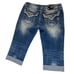 Miss Me Women's 31 Bedazzled Bling Thick Stitched Cuffed Capri Jeans