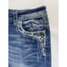 Miss Me Women's 31 Bedazzled Bling Thick Stitched Cuffed Capri Jeans