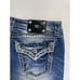 Miss Me Women's 31 Bedazzled Bling Thick Stitched Cuffed Capri Jeans