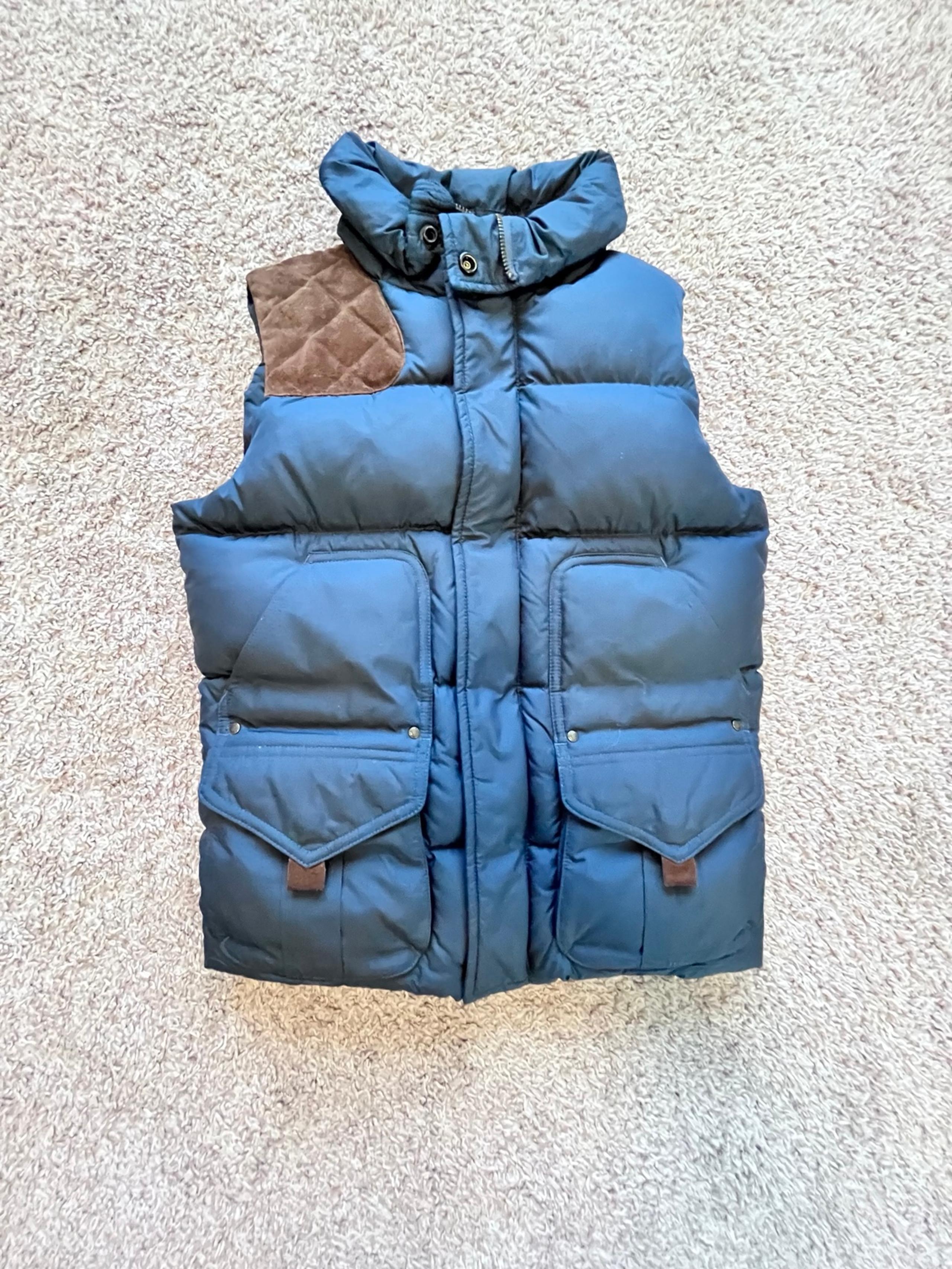 Ralph Lauren Rugby Puffer Vest Blue Quilted Shoulder Size XS Plaid Lining