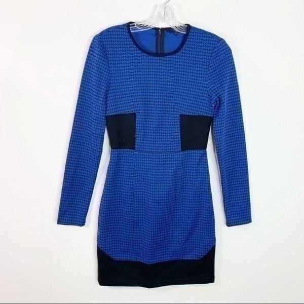 Tibi New York Blue & Black Houndstooth Dress size 0