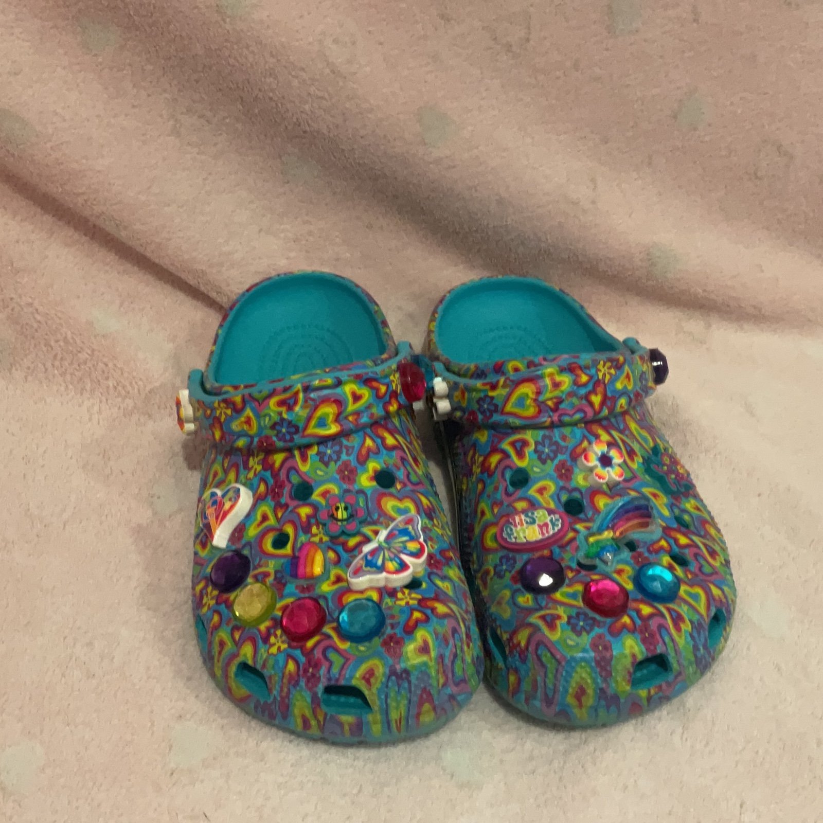 Lisa frank teal crocs