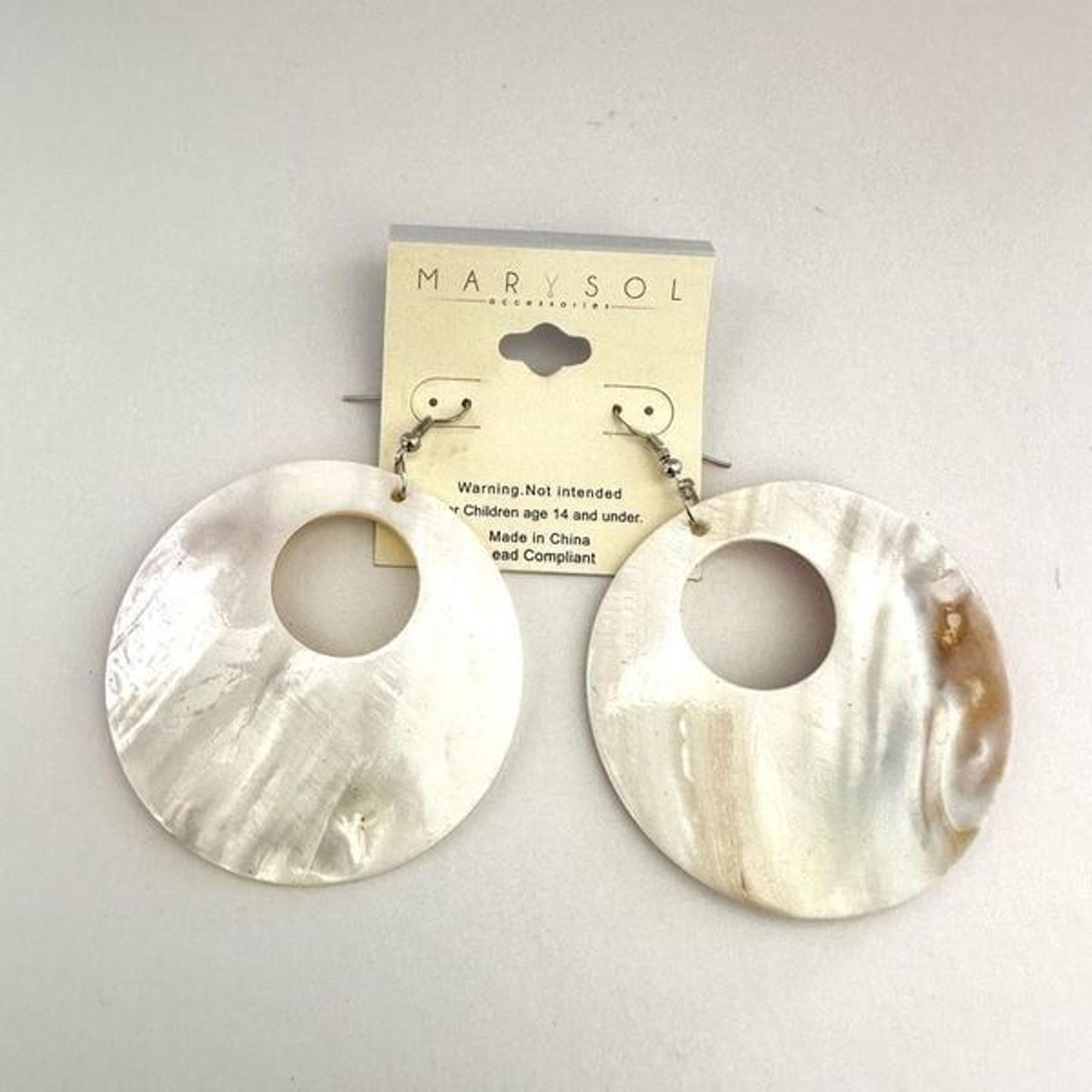 Mar Y Sol large circle abalone drop earrings - Mar Y Sol