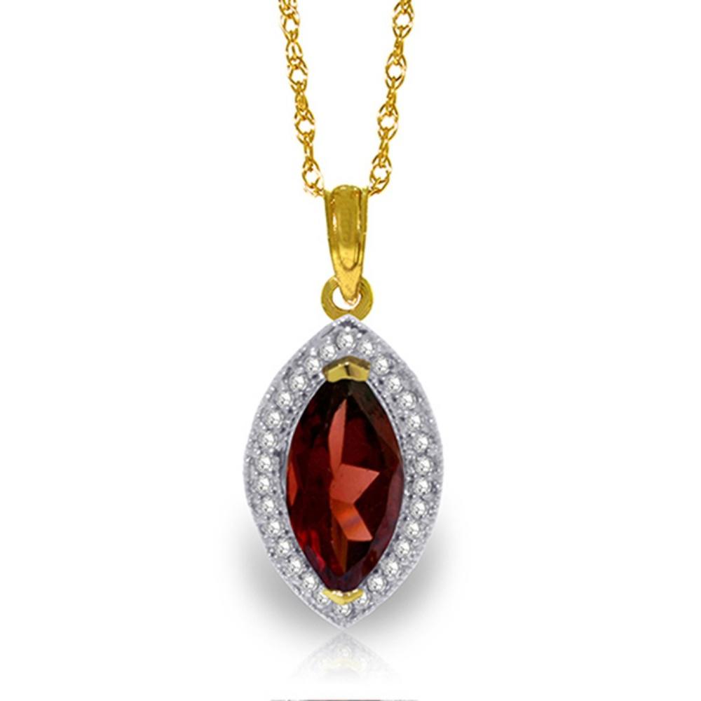 GOLD NECKLACE WITH NATURAL DIAMONDS & GARNET
