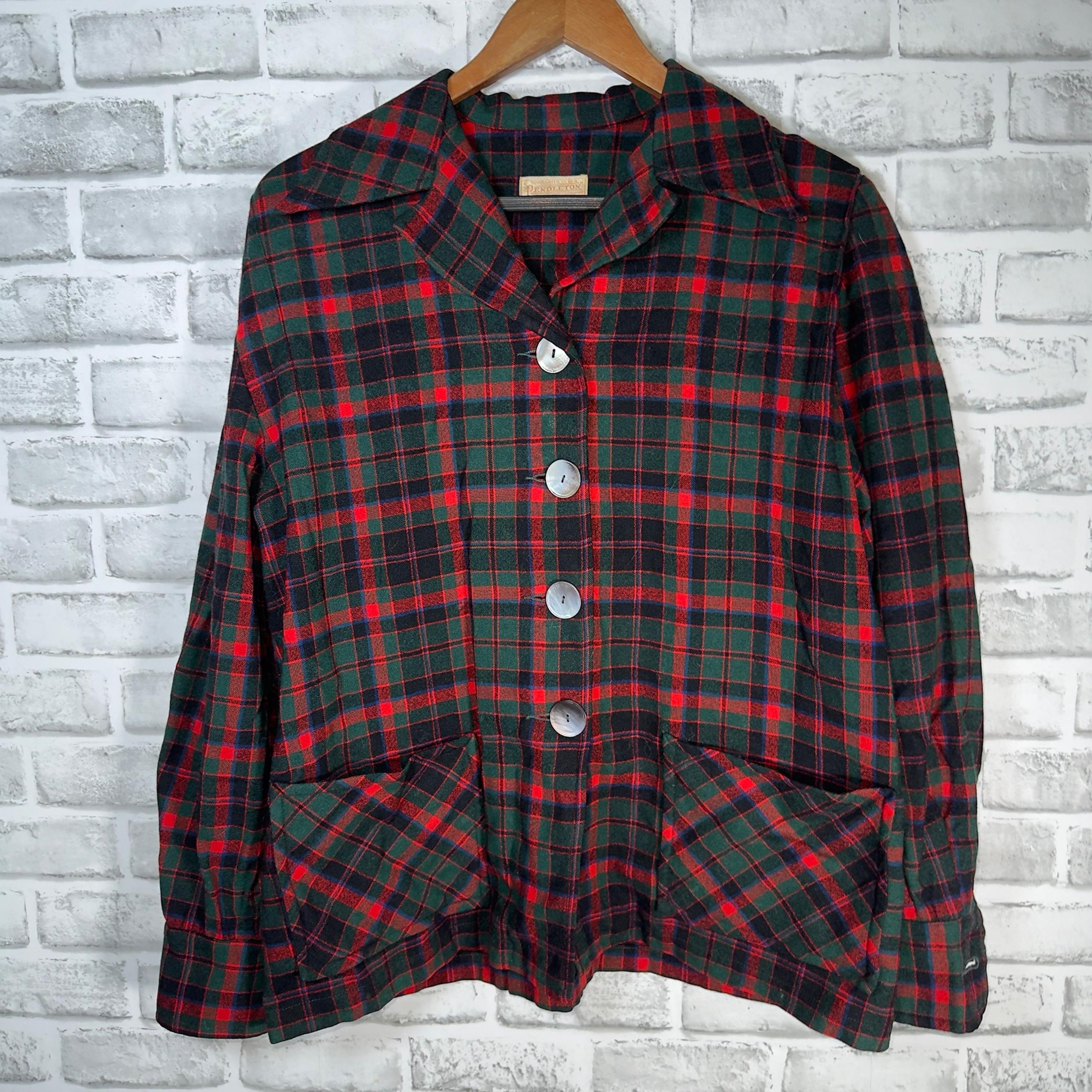 VTG Pendleton Plaid Wool Long Sleeve Button Down Flannel Womens Size L