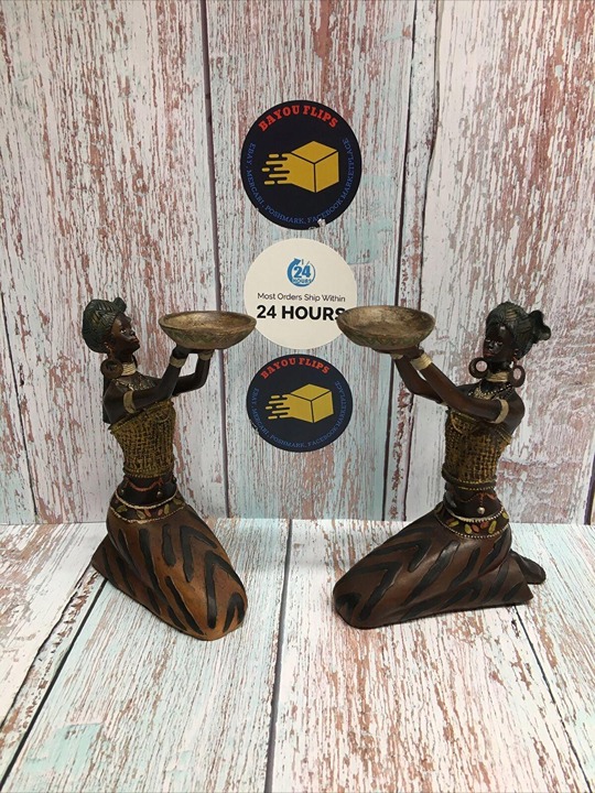 2 Beautiful African Table Accent Figures. 7” Tall