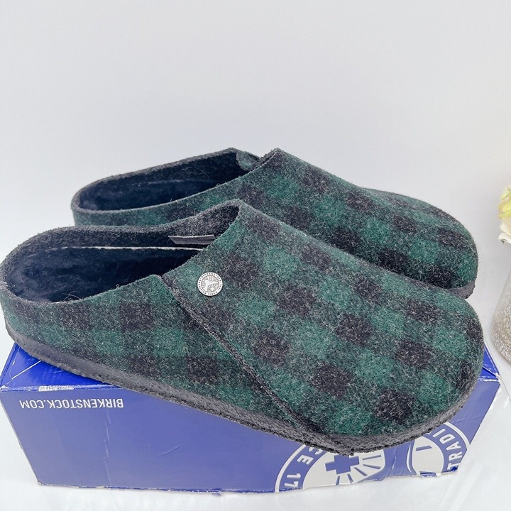 Birkenstock Zermatt Rivet Mule Green/ Black Plaid Wool Mens EU 44 US 11- 11.5