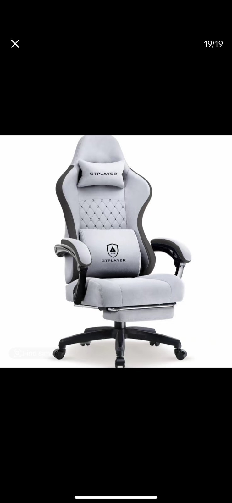 GTPLAYER Gaming Chair, Technical Fabric Office Chair with Pocket Spring Cushion,