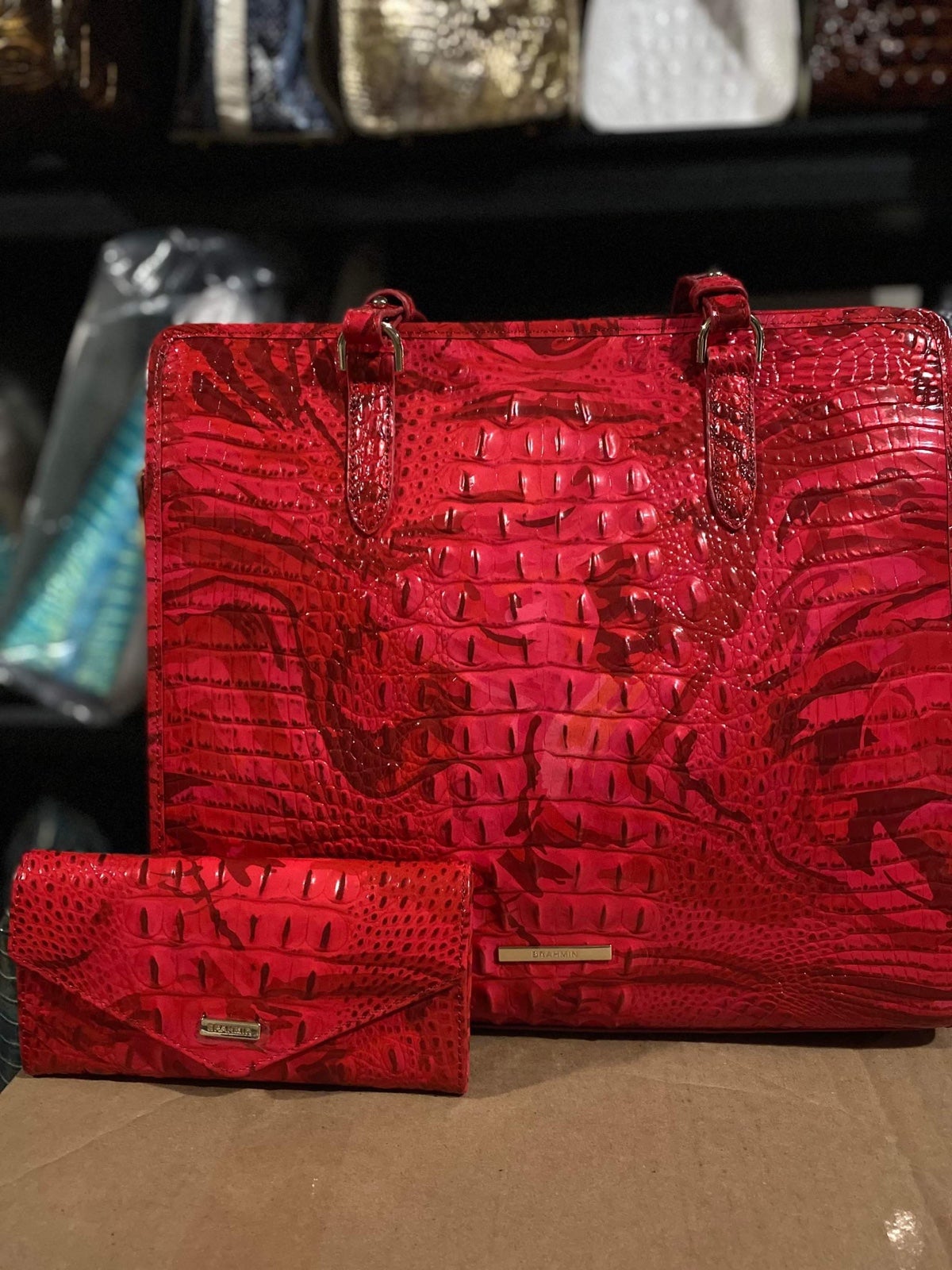 Brahmin Red flare Tia matching wallet