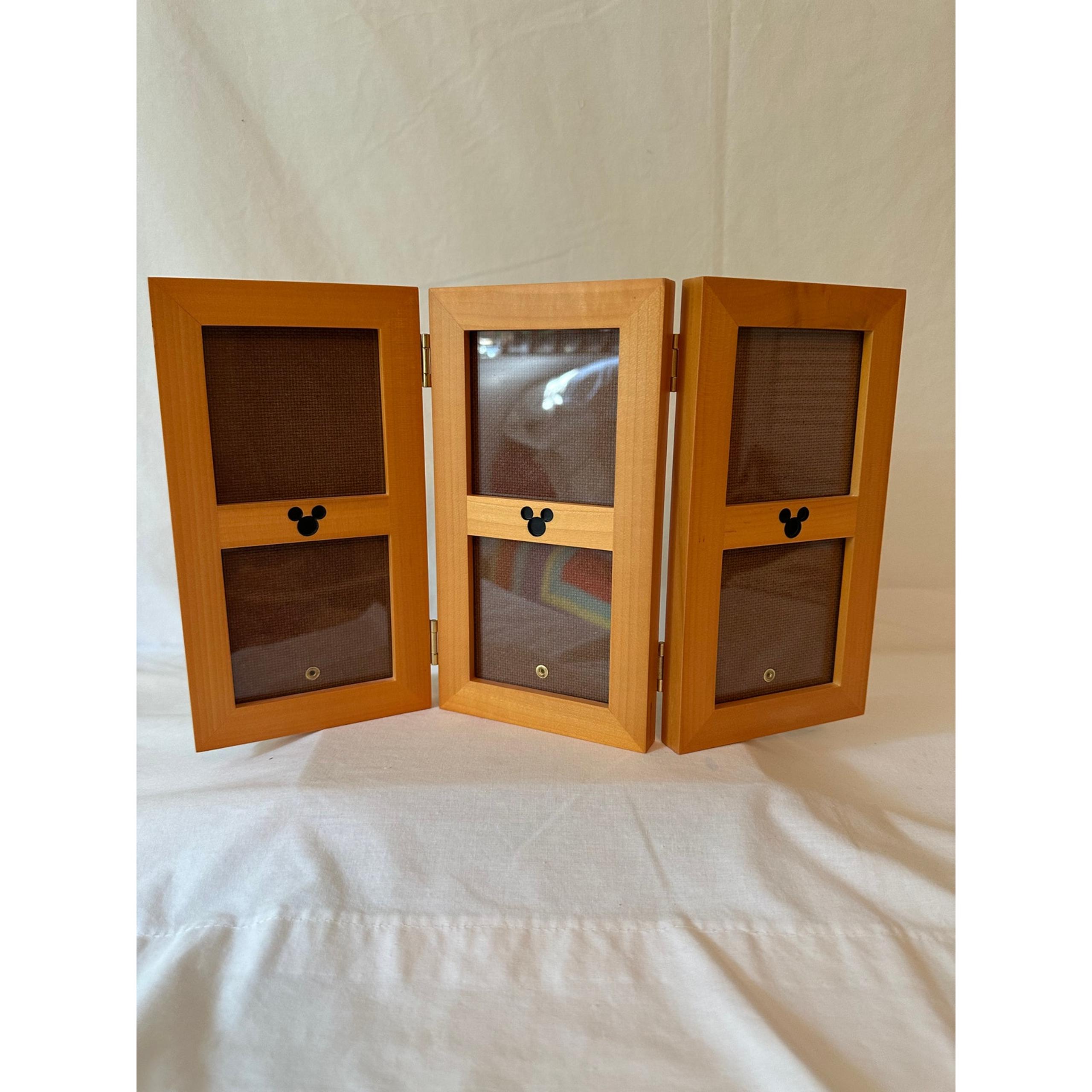 Disney frame three part six photo accordion style wood
