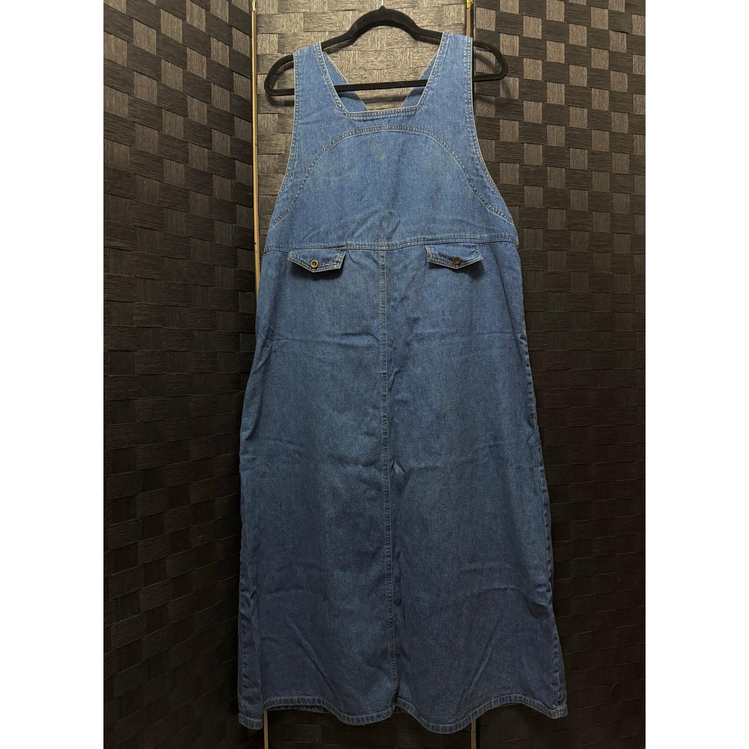 Studio Ease adjustable denim jean overall maxi dress