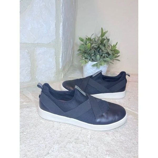 Mark Nason Black Leather & Mesh Slip-on Shoes w/ elastic straps sz 9