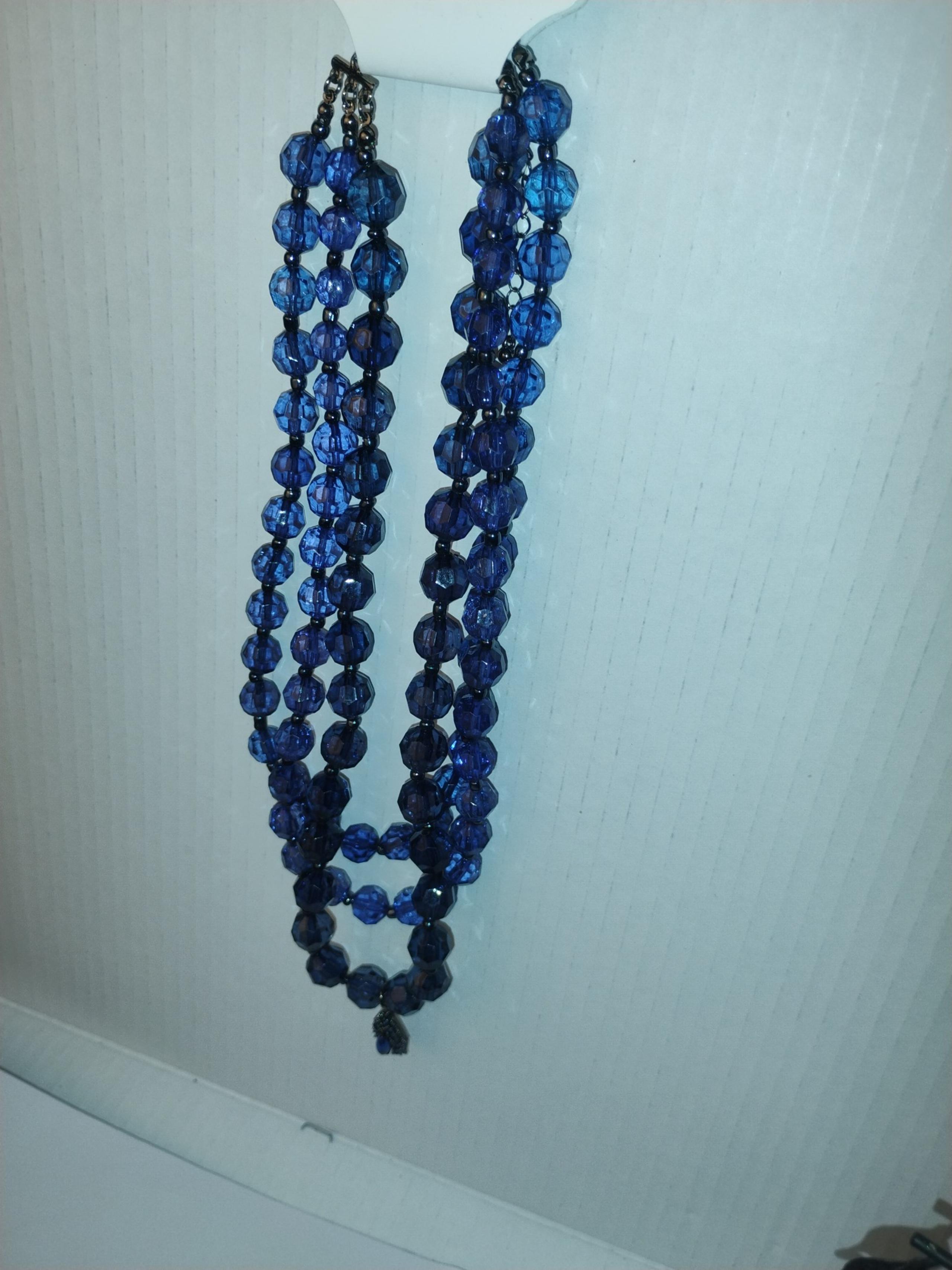 Apt 9 blue beaded layered necklace with pendant