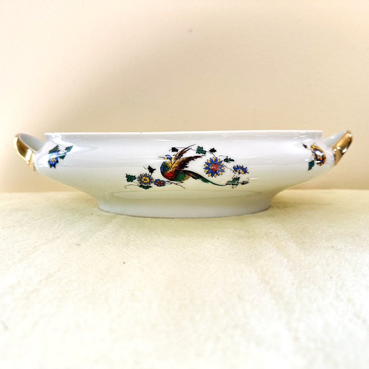 Vintage Bas-Sons Bird of Paradise Design Serving Bowl Made in Germany Signed