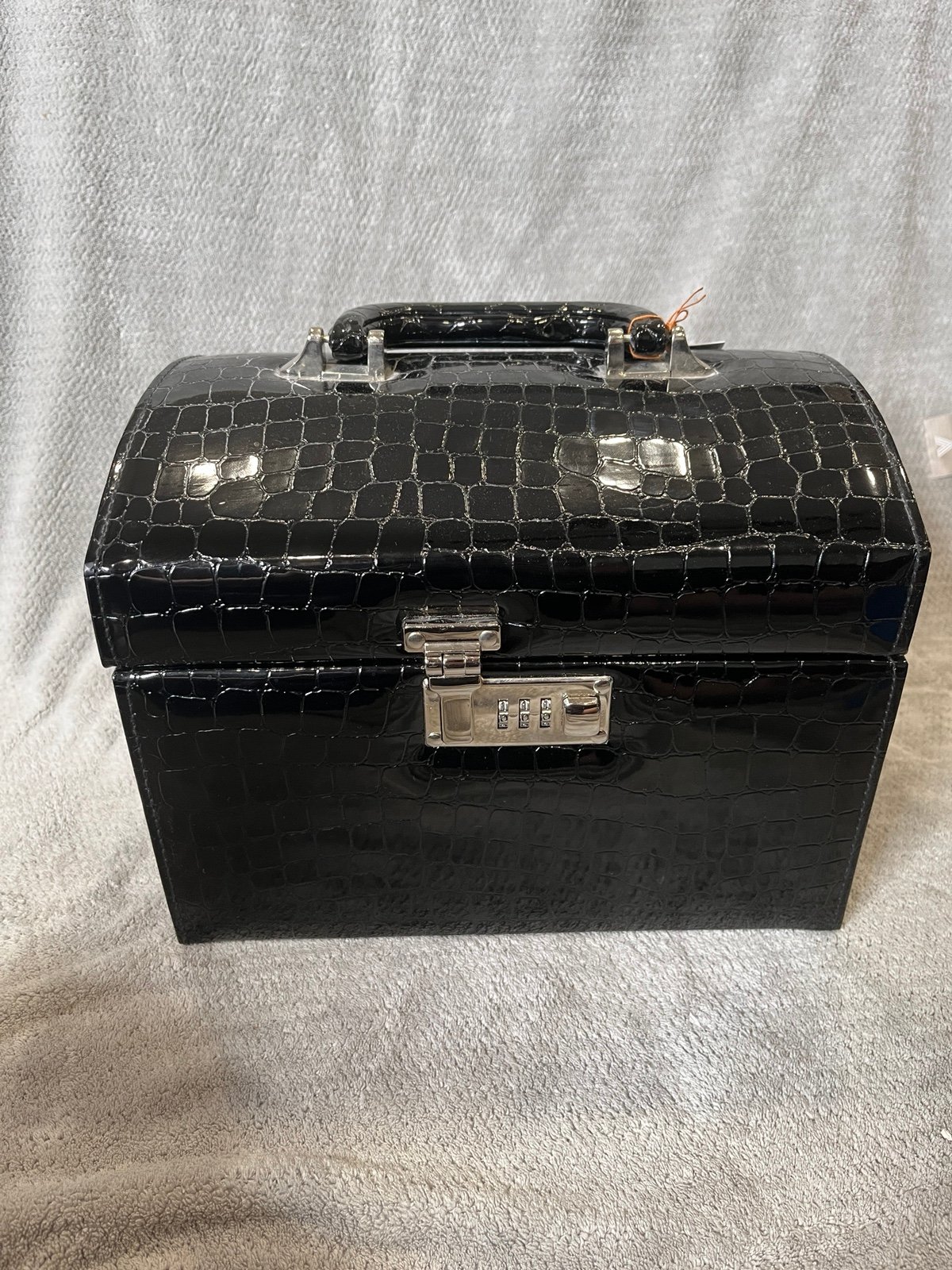 Dillards reptile look jewlery, shoe polish case, craft box, travel case locking